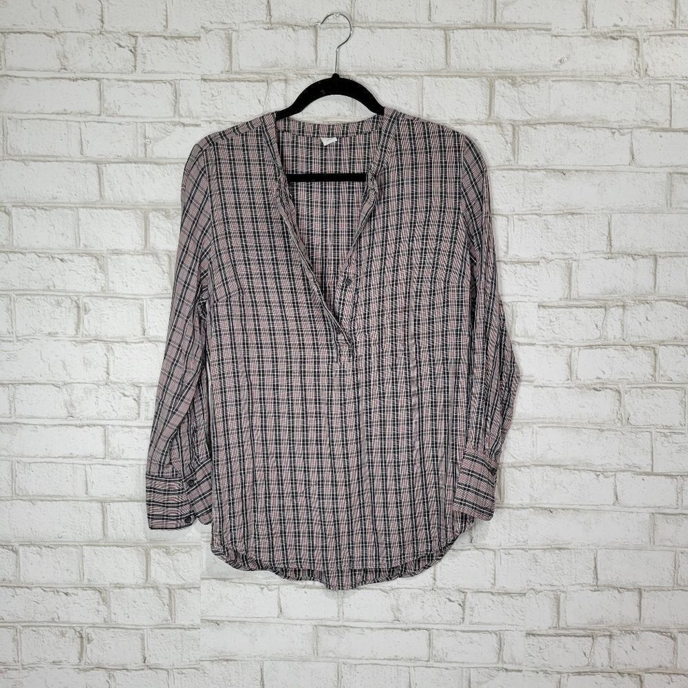 Old Navy plaid print long sleeve‎ blouse